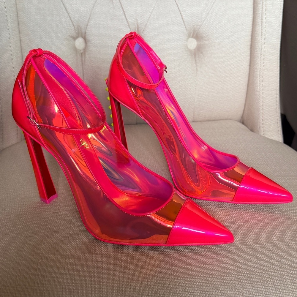 Christian Louboutin Debout Condorapik 100 Hot Pink Vinyl Patent Leather Pump 39 - Picture 8 of 12